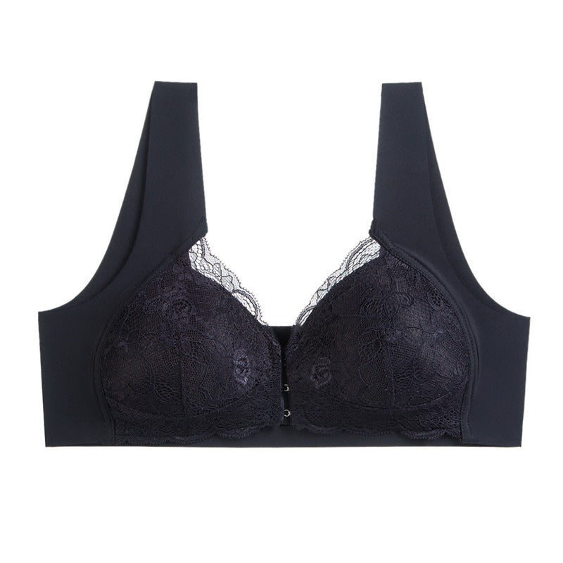 Thin Plus Size Front Buckle Bra Lace Sexy Non-Marking Non-Steel Ring Tank Top Adjustable Women's Underwear