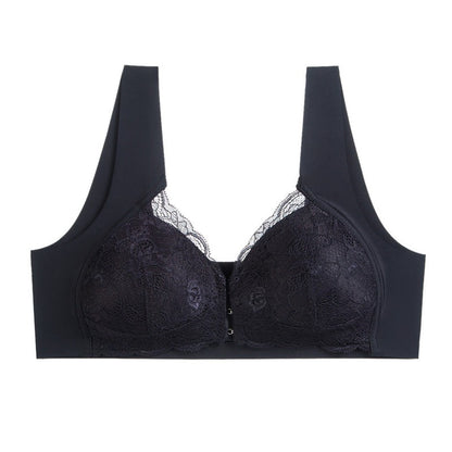 Thin Plus Size Front Buckle Bra Lace Sexy Non-Marking Non-Steel Ring Tank Top Adjustable Women's Underwear