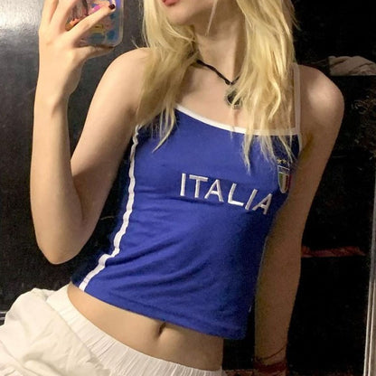 Fashionable Y2K Crop Top with  Letter Embroidery, Sexy Fitted Strapless Camisole
