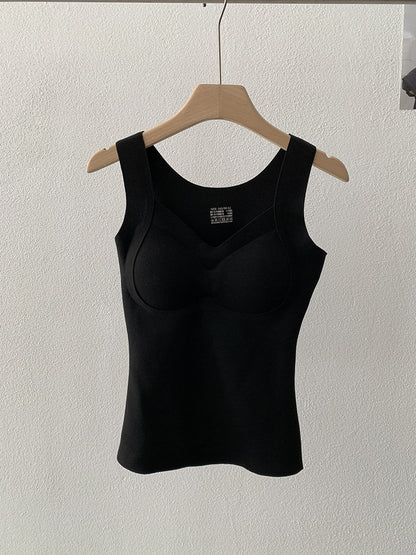 Warm Vest Winter New Seamless Heating with Padded Fixed Cup Uplift Backless Bra