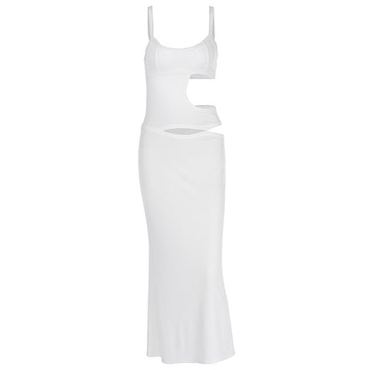 Hollow out backless slim fit camisole dress for vacation