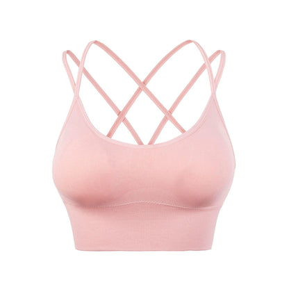 Thin Strap Cross Back Yoga Sports Bra Quick Dried Shockproof Running Fitness Sports Bra European and American Large Size Bra