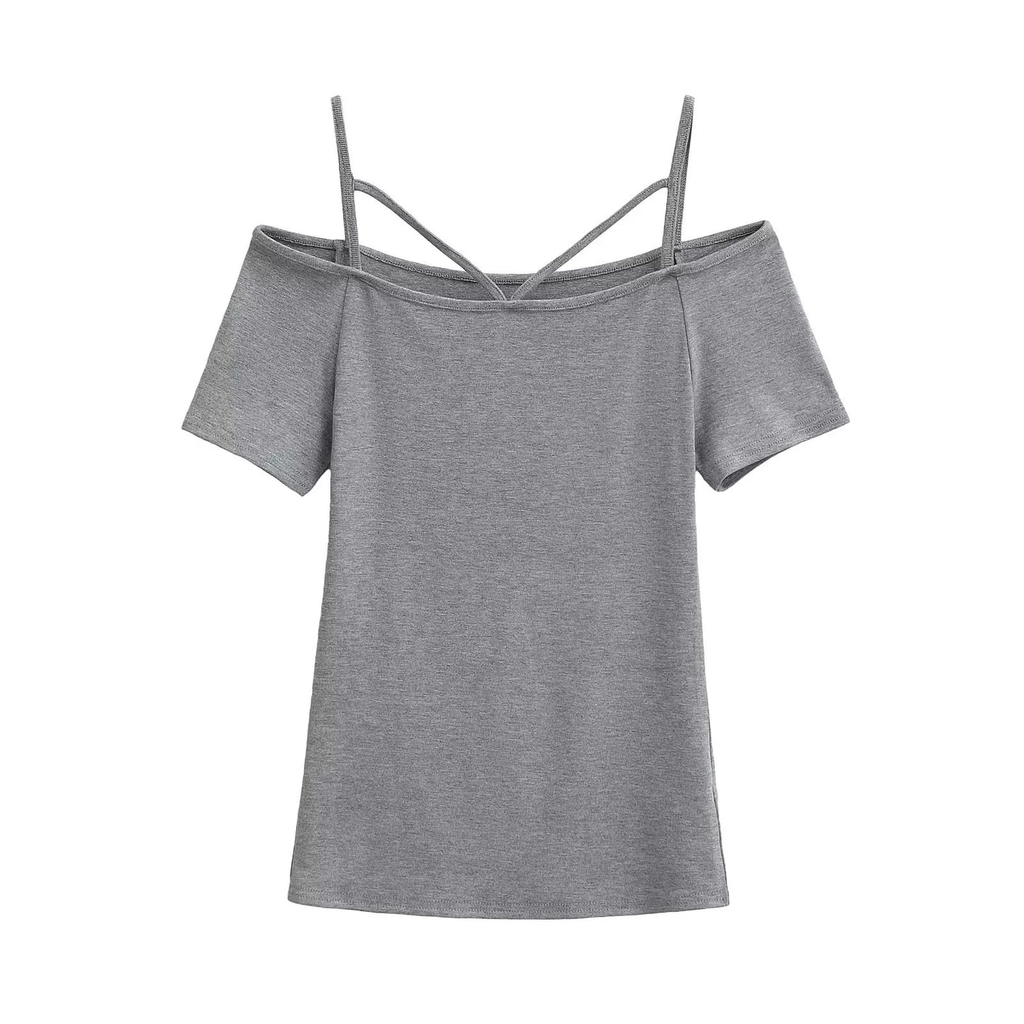 One shoulder short sleeved camisole T-shirt