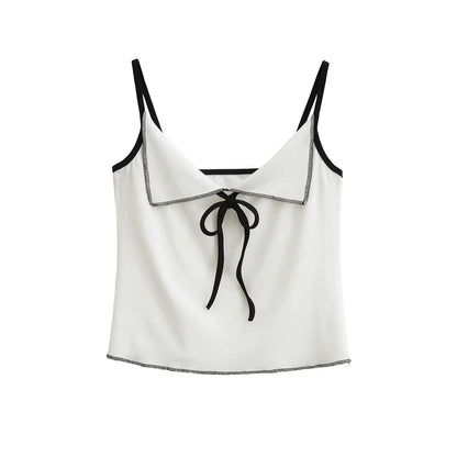 Strap bow slim fitting camisole vest