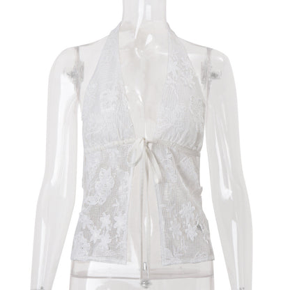 Bohemian Vacation Lace Tie-Neck Strapless Camisole