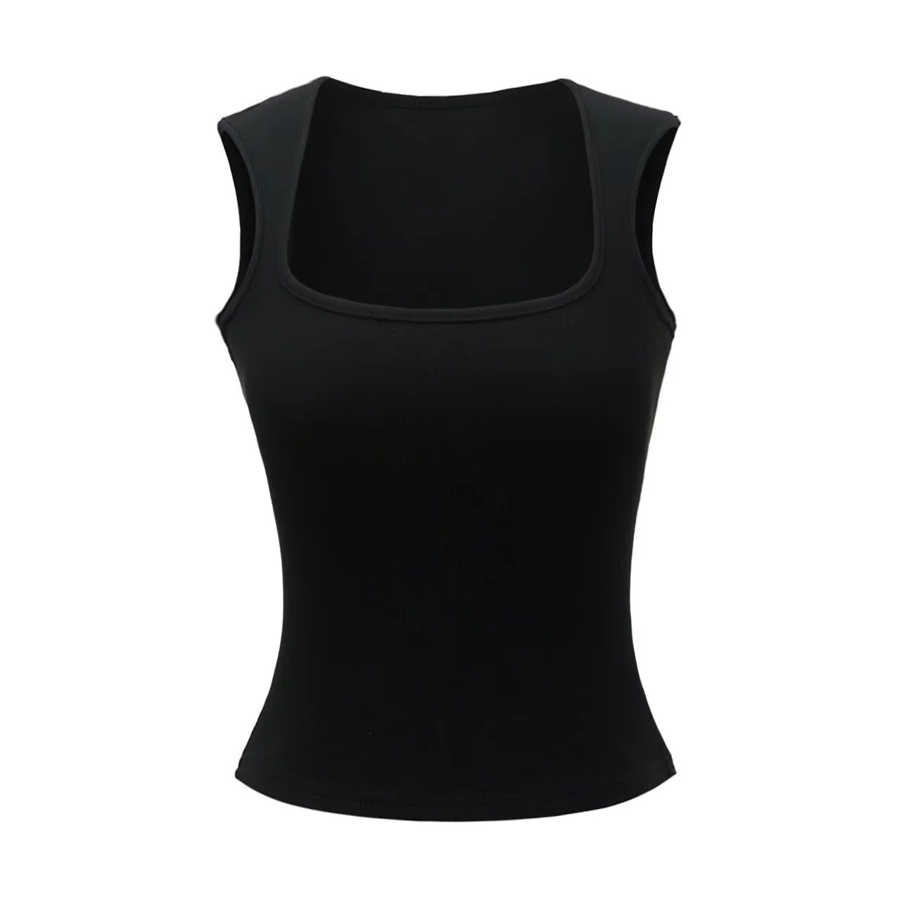 Wide shoulder vest women's summer square neck slim fit sleeveless camisole short top