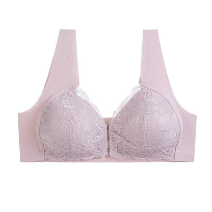 Thin Plus Size Front Buckle Bra Lace Sexy Non-Marking Non-Steel Ring Tank Top Adjustable Women's Underwear