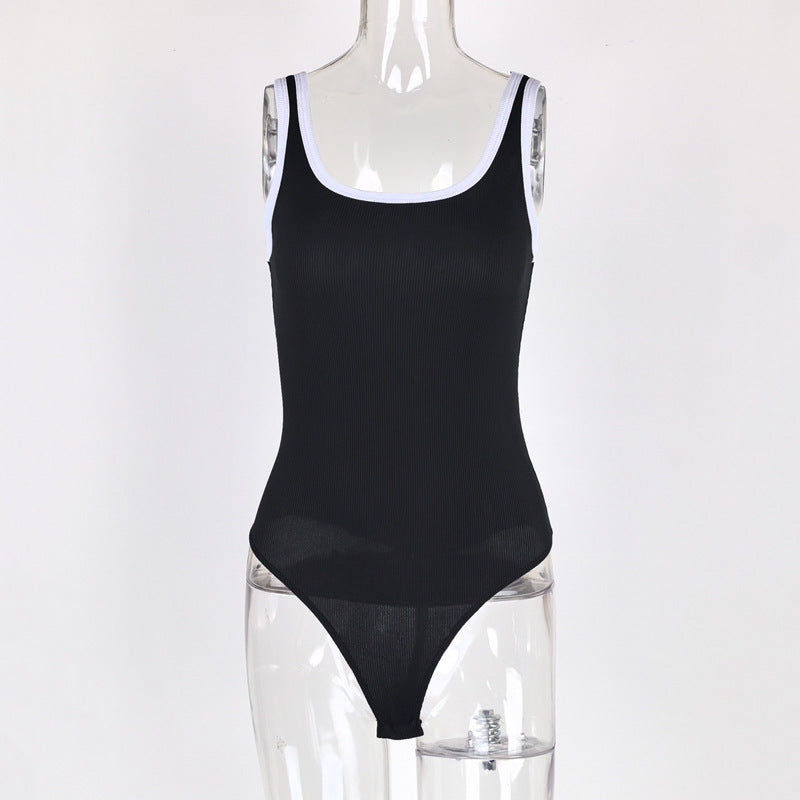 Sexy slim fit U-neck backless camisole jumpsuit