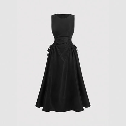 Niche Pleated Waist-cinching Figure-flattering A-line Maxi Dress