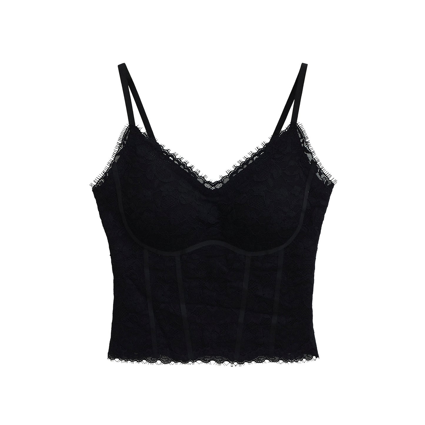 Fish bone patchwork lace camisole vest