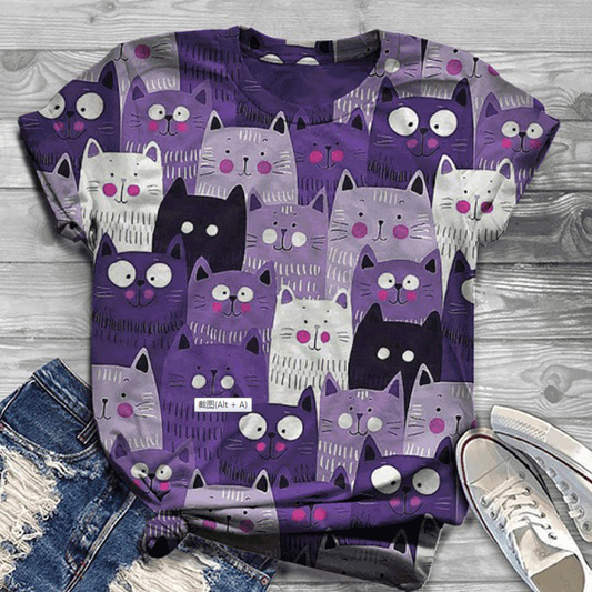 Harajuku T Shirt Plus Size Women Tshirts Short Sleeve 3D Cat Printed O-Neck T-Shirt Tops Women camisetas mujer футболка