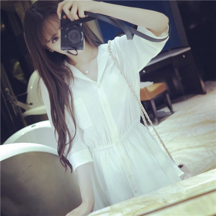 New Korean slim A-line dress in spring and summer