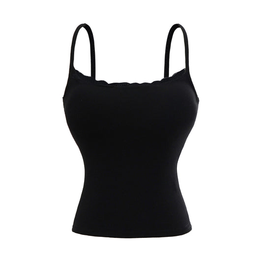 Lace lace patchwork camisole vest with chest cushion for women