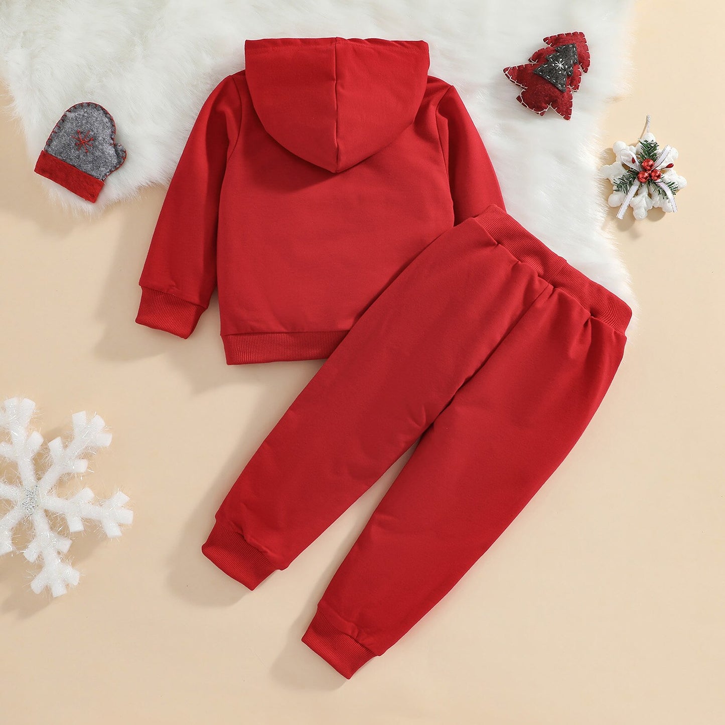 Christmas Hooded Sweater Set Baby Hooded Tops Pants Suit Long Sleeve Shirt Cartoon Santa / Elk Letters Sports Trousers For Kids