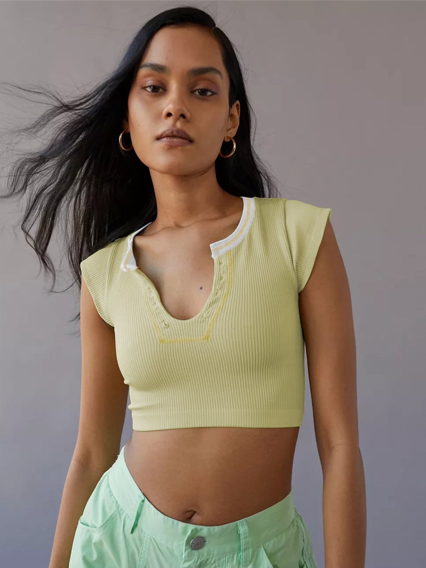 Neckline Camisole Sexy Crop Top for Women Fitted Belly Show