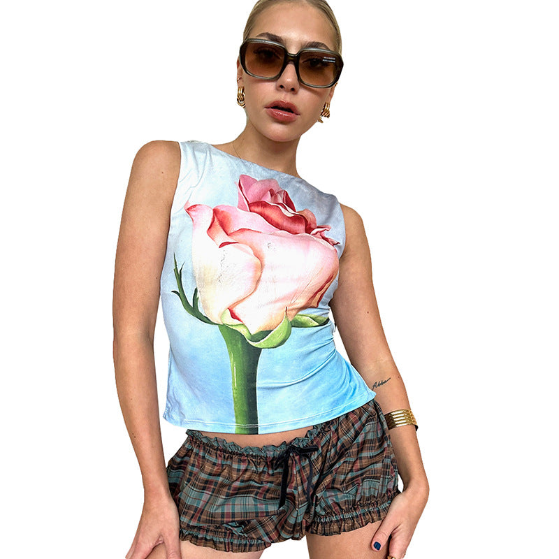 Color Block Strapless Printed Camisole Top for Women