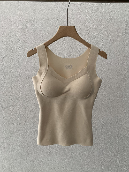 Warm Vest Winter New Seamless Heating with Padded Fixed Cup Uplift Backless Bra