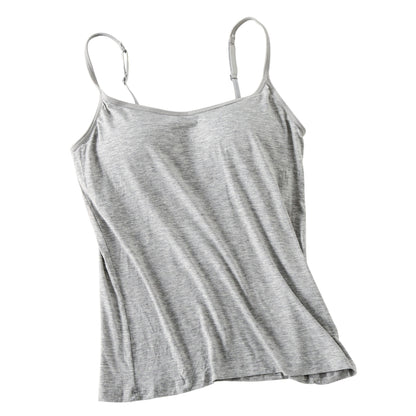 Modal One-Piece Camisole With Chest Pad Female Bottoming Shirt Bra-Free Bra-Top Round Neck Cloth Models
