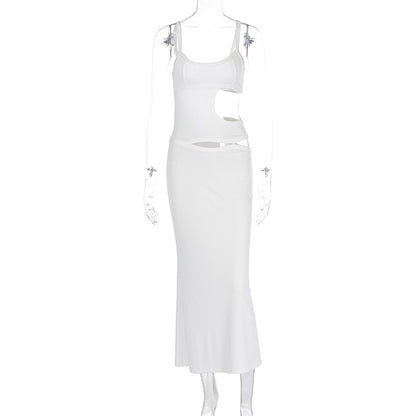 Hollow out backless slim fit camisole dress for vacation