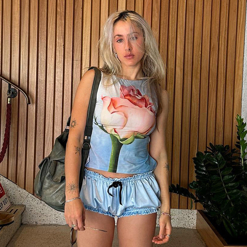 Color Block Strapless Printed Camisole Top for Women