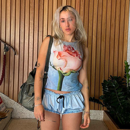 Color Block Strapless Printed Camisole Top for Women