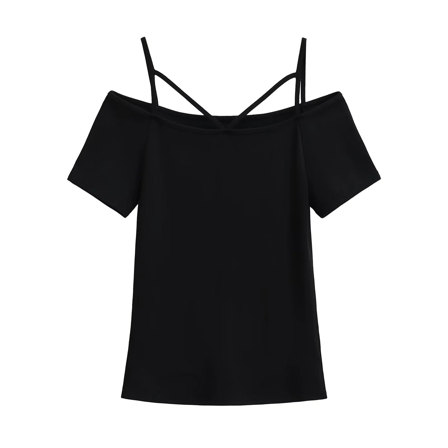 One shoulder short sleeved camisole T-shirt