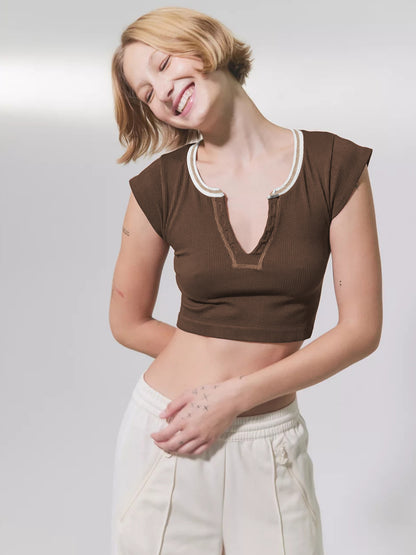 Neckline Camisole Sexy Crop Top for Women Fitted Belly Show