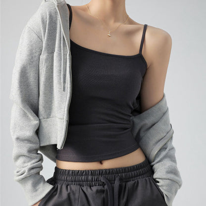 Basic Tank Top Women's Camisole Suit Inner Wear Cover Underboob Ribbed Spring Summer Outerwear