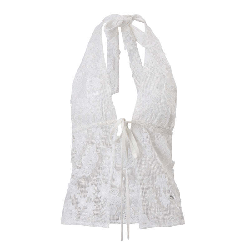 Bohemian Vacation Lace Tie-Neck Strapless Camisole