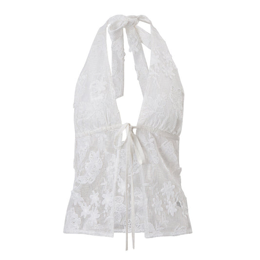 Bohemian Vacation Lace Tie-Neck Strapless Camisole