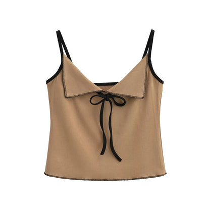 Strap bow slim fitting camisole vest