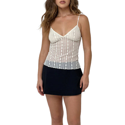 Solid color sexy camisole lace patchwork casual vest for women