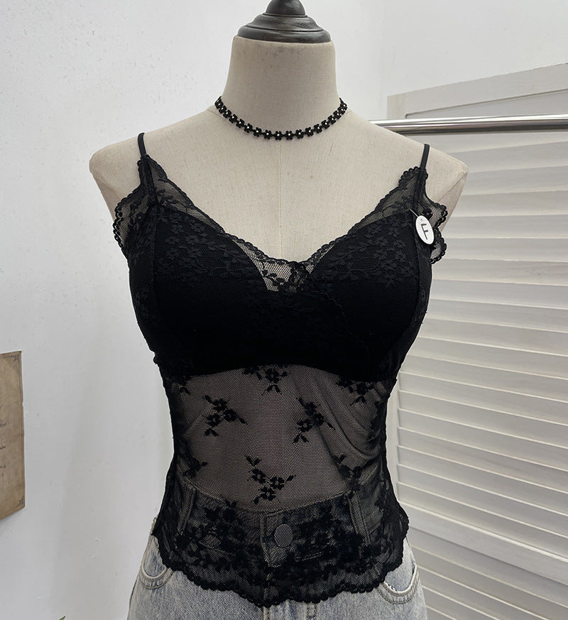 Lace base camisole without steel ring short top
