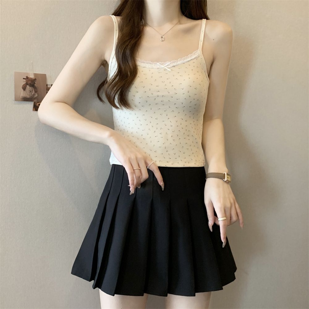 Sweet and Spicy Lace Strapless Camisole for Women Base Layer Sleeveless Elegant Fitted Top