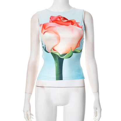 Color Block Strapless Printed Camisole Top for Women