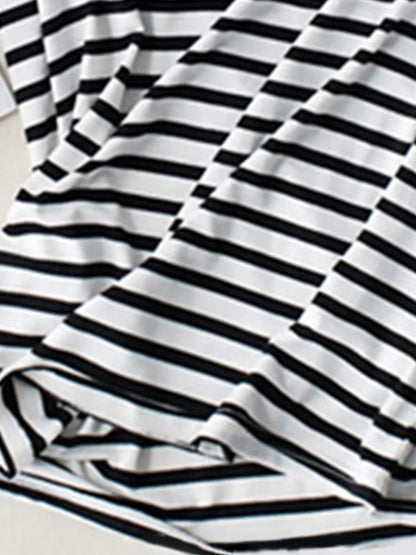 With chest cushion no steel ring striped loose fit short sleeved bra-t cup integrated half sleeve