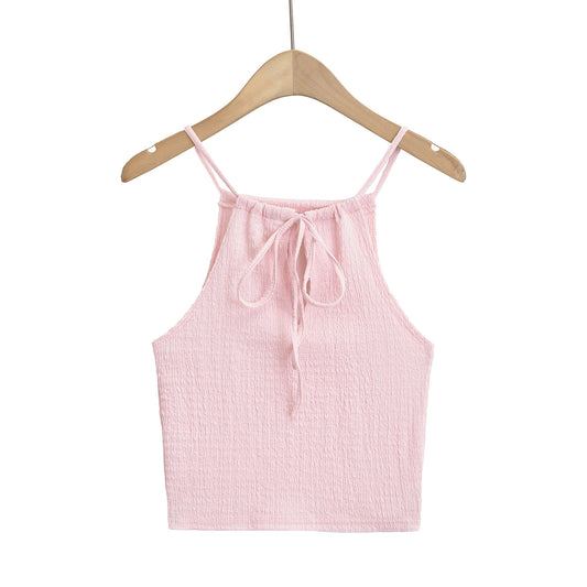 Drawstring neck small camisole vest