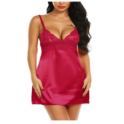 Simulated silk camisole dress home camisole nightgown women's sexy lace semi transparent pajamas
