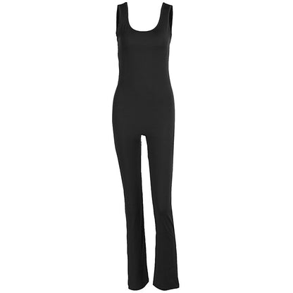 Solid color camisole backless hip lifting sports jumpsuit