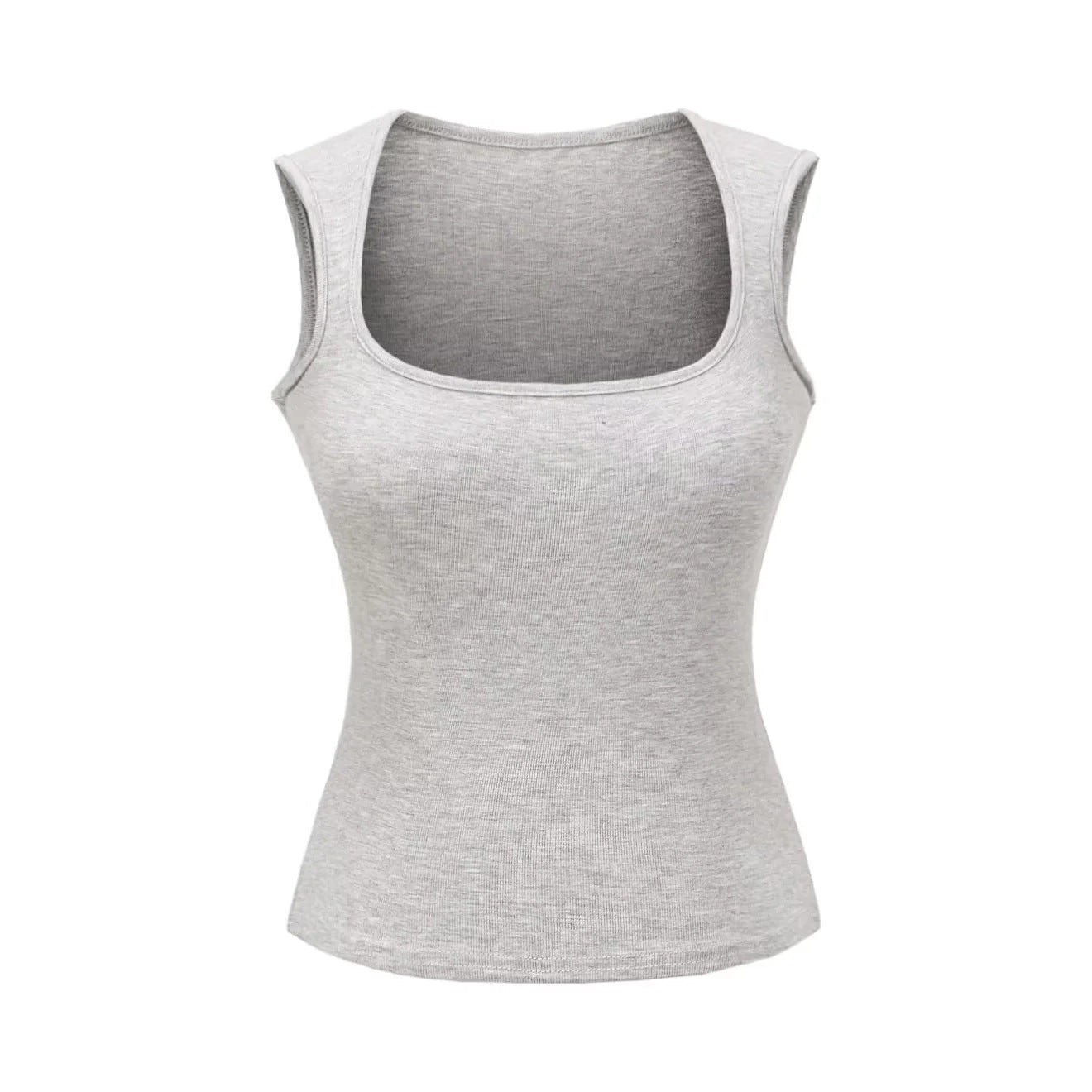 Wide shoulder vest women's summer square neck slim fit sleeveless camisole short top