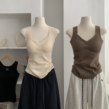 Warm Vest Winter New Seamless Heating with Padded Fixed Cup Uplift Backless Bra