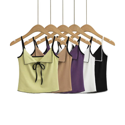 Strap bow slim fitting camisole vest