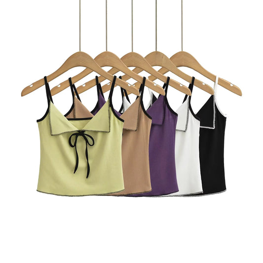 Strap bow slim fitting camisole vest