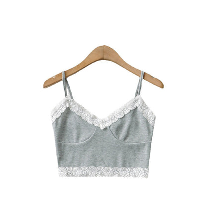 Ins Fashion Sweet Style Lace Camisole Female New Retro Pure Desire Spicy Girl Short Tank Top