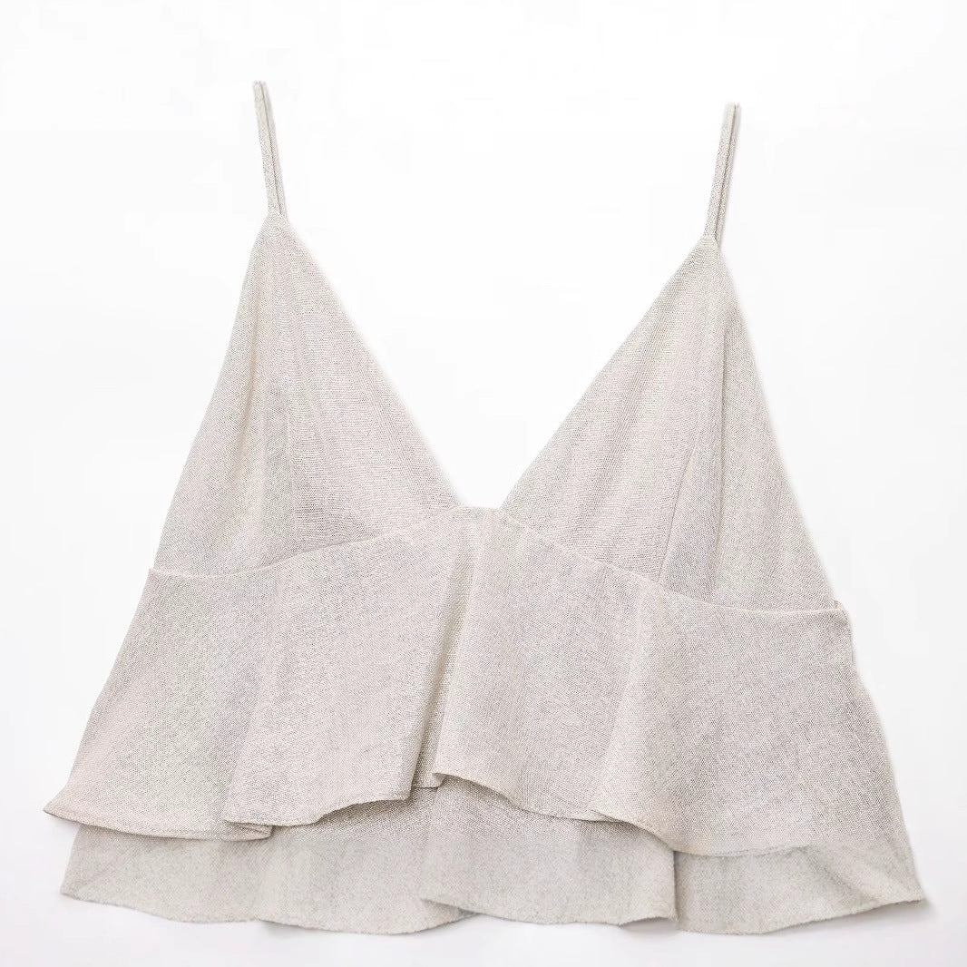V-neck sleeveless camisole layered decorative camisole vest for women