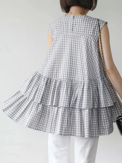 Japanese shirts cute blouses or tops women korean ruffles blouse woman cake layer doll loose shirt summer fashion sleeveless