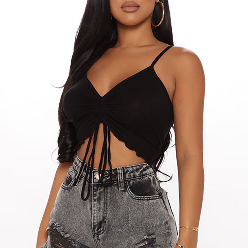 V-neck camisole vest with sleeveless straps pure desire spicy girl top