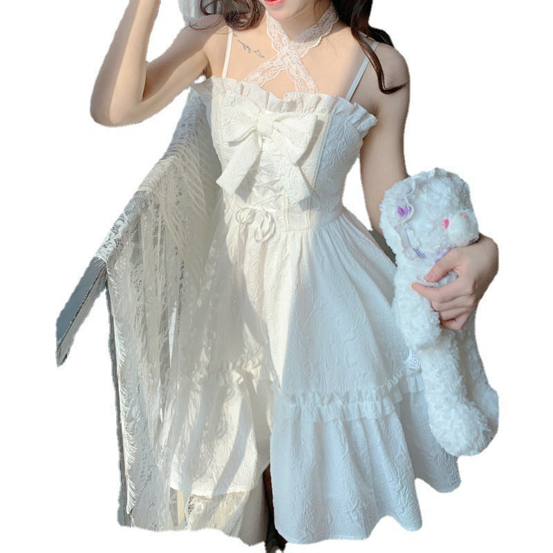 Women's A-Line Short Slip Dress Bow Dress