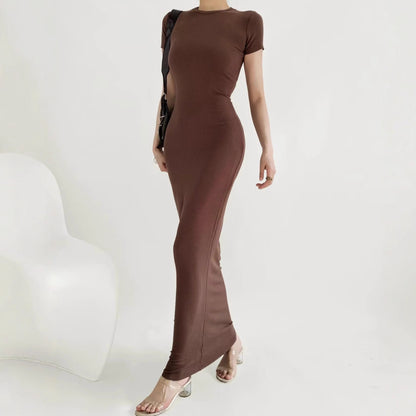 Women's Crew Neck Short Sleeve Maxi Dress